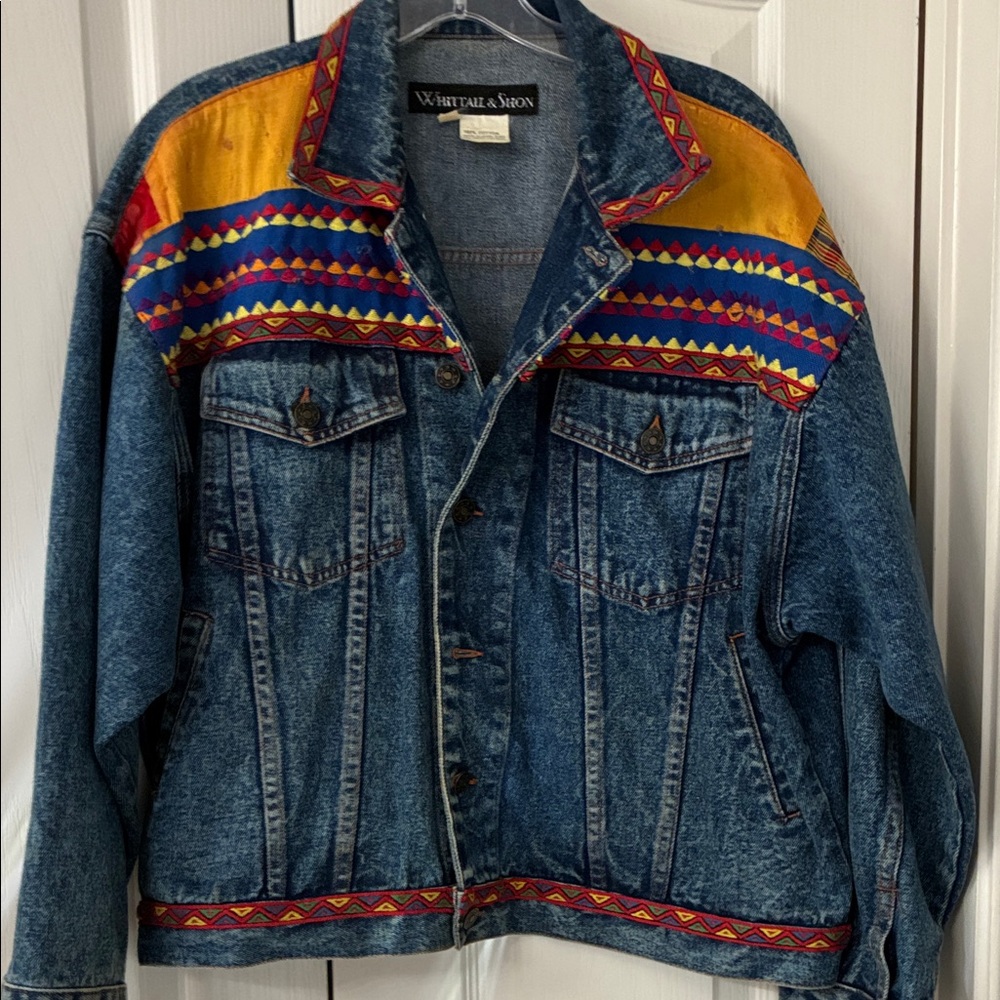 Women's Denim Jacket with Colorful Accents